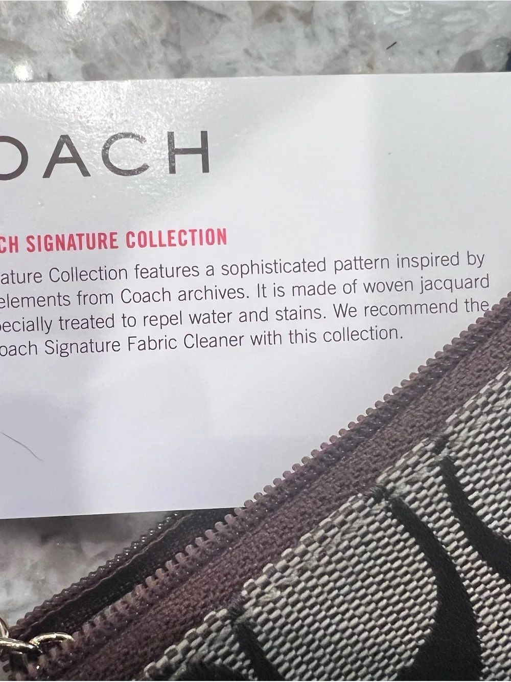 Coach Brown Signature Card & Key Holder with Leather Trim